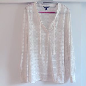 SPLIT NECK BLOUSE WITH TIE